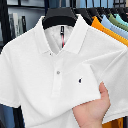 Premium Cotton Polo Shirt  Breathable Business Casual Short Sleeve Tee