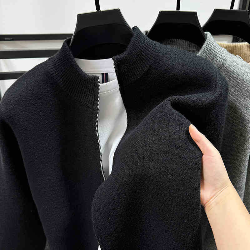 Urban Core Stand Collar Zip Knit Cardigan