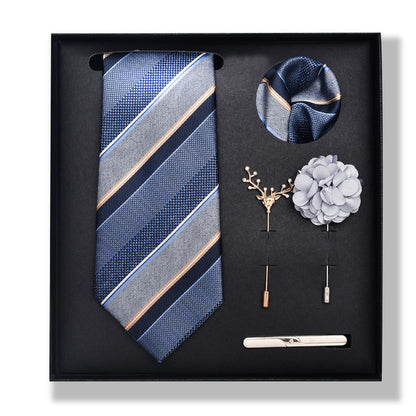 Cashew Nut Stripe Tie & Accessories Set