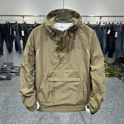 Men's hooded work jacket Zip pocket