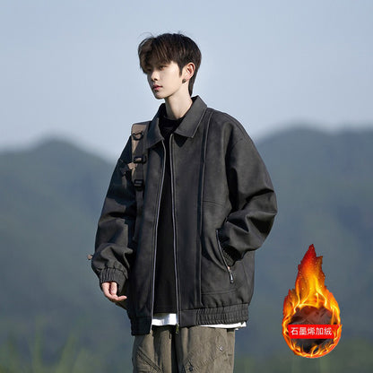 Retro men's thick oversized autumn/winter jacket