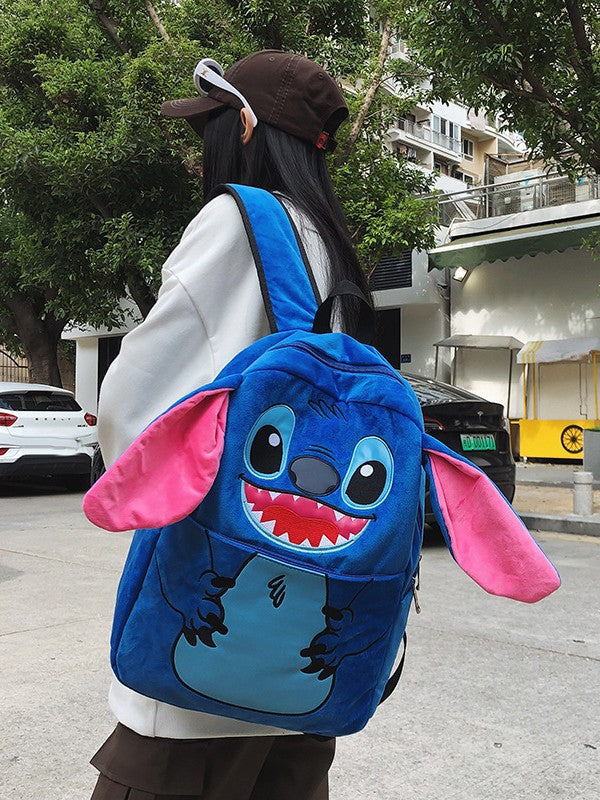 Stitch cute backpack, big children's school bag, cartoon backpack, middle and high school students, school bag, plush backpack