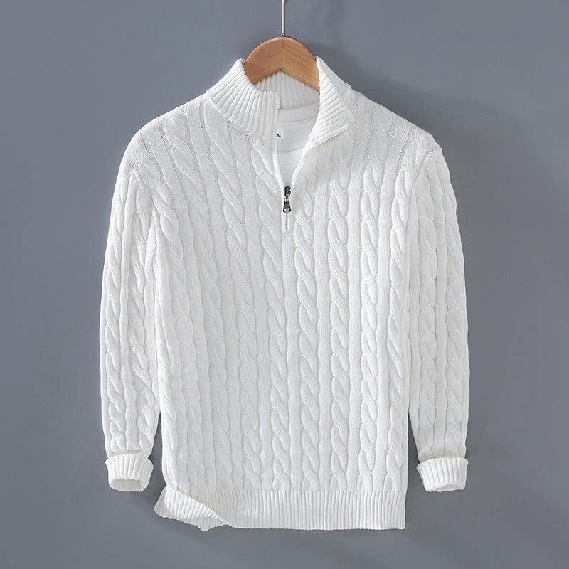 Men's Autumn/Winter Thick Half-Neck Zipper Knitted Pullover