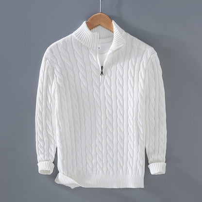 Men's Autumn/Winter Thick Half-Neck Zipper Knitted Pullover