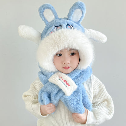 Children's warm plush hat scarf