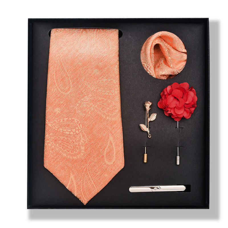Cashew Nut Stripe Tie & Accessories Set