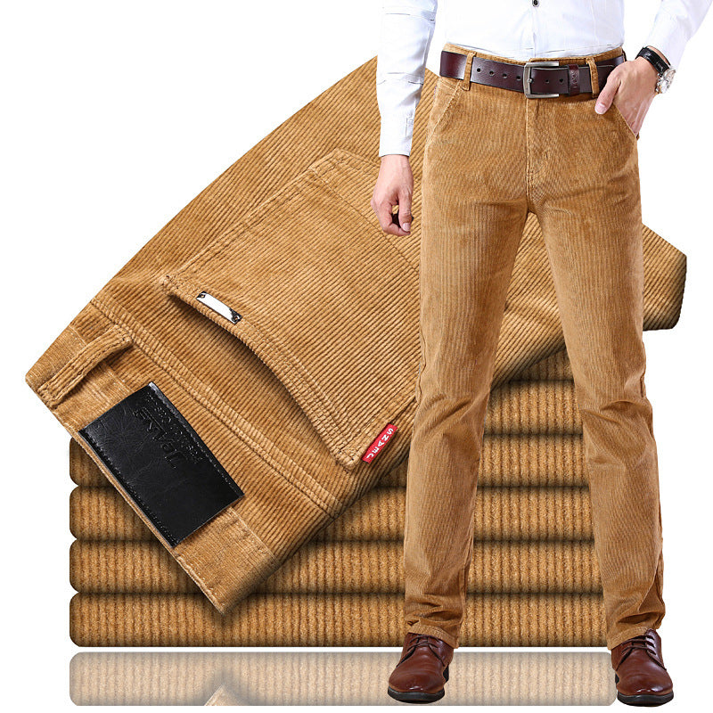 Straight-Leg Plush Corduroy Slacks