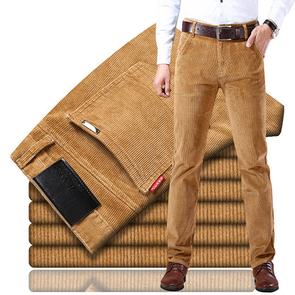 Straight-Leg Plush Corduroy Slacks