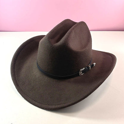 Western cowboy hat curved brim hat pebbled belt