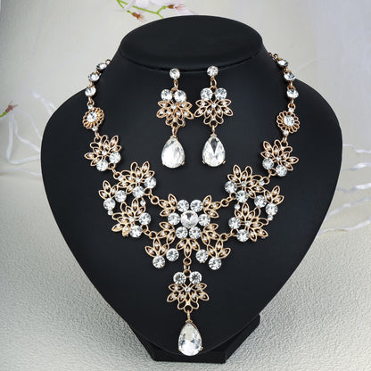 Rhinestone  jewelry set: earrings and necklace.