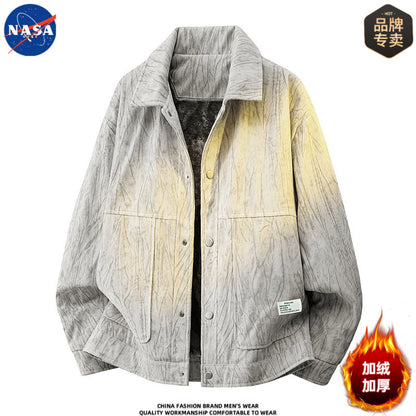 NASA Premium Tie-Dye Corduroy Casual Lapel Jacket
