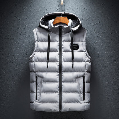 Korean style men's slim fit thickened warm vest jacket
