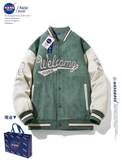 NASA Suede Vintage Bomber Baseball Jacket