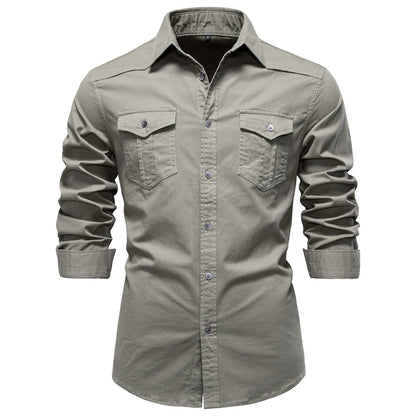 Men's European denim shirt