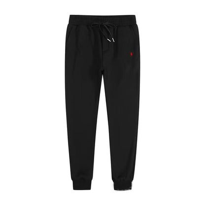 Men's fleece-lined, long-sleeve polo sweatshirt. Pony embroidery