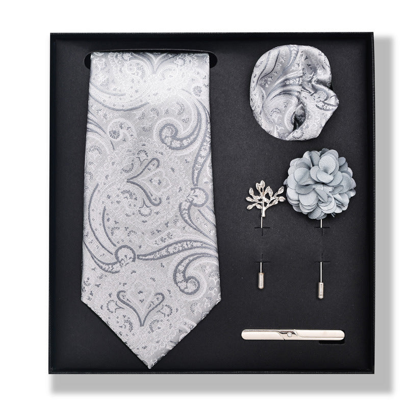 Cashew Nut Stripe Tie & Accessories Set