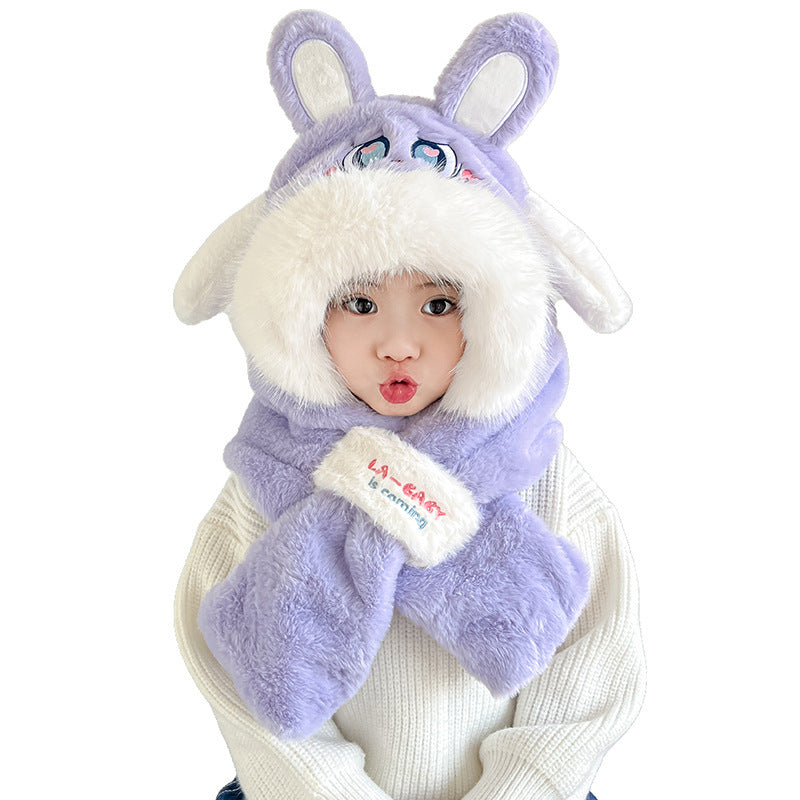 Children's warm plush hat scarf