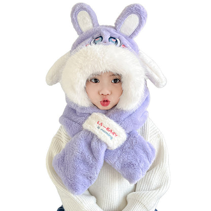 Children's warm plush hat scarf