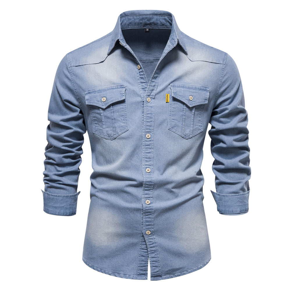 Men's European denim shirt