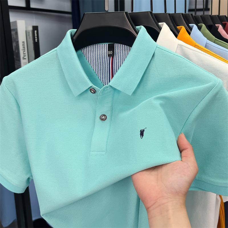 Premium Cotton Polo Shirt  Breathable Business Casual Short Sleeve Tee