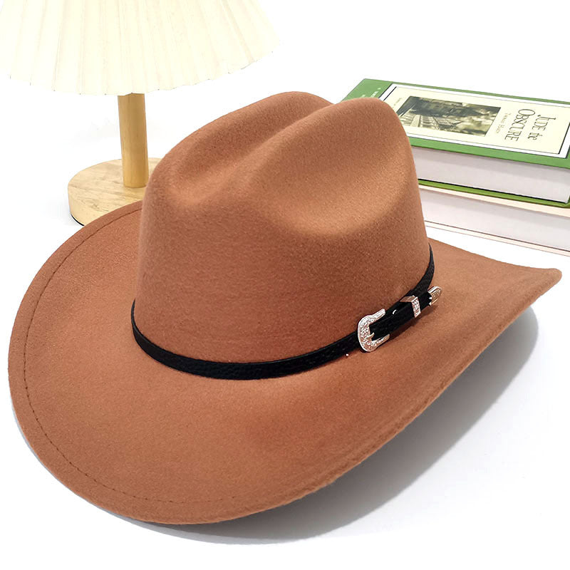 Western cowboy hat curved brim hat pebbled belt