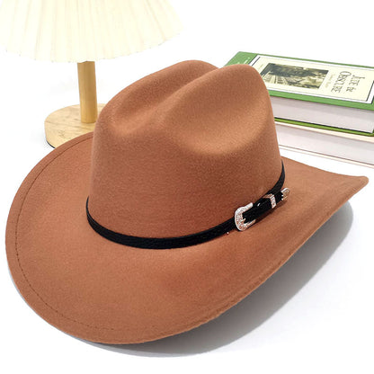 Western cowboy hat curved brim hat pebbled belt