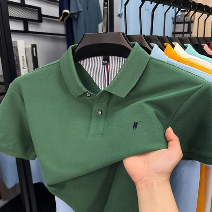 Premium Cotton Polo Shirt  Breathable Business Casual Short Sleeve Tee