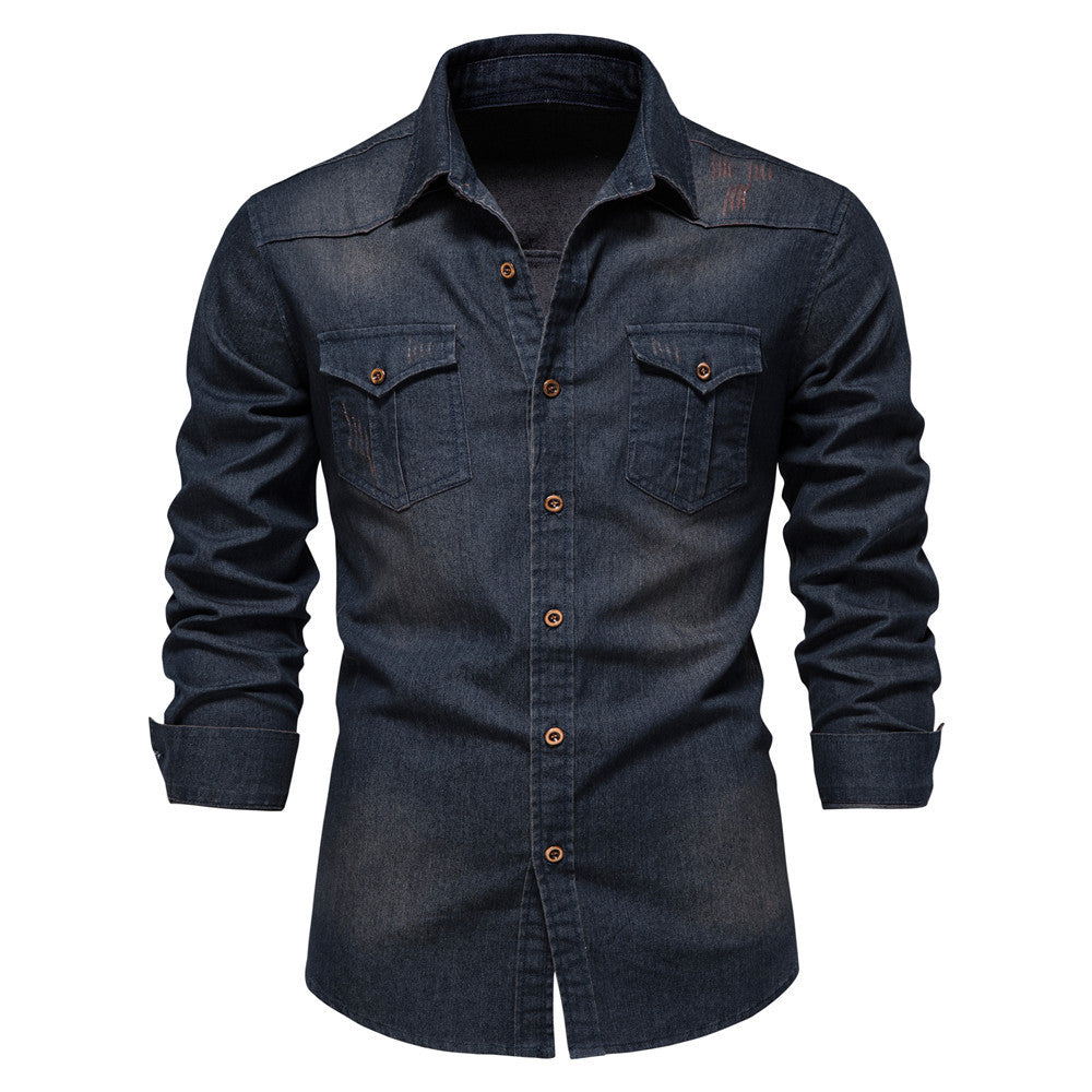 Men's European denim shirt