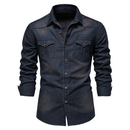 Men's European denim shirt