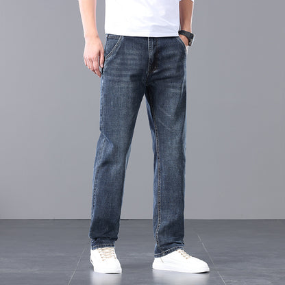 High-End Fleece-Lined Loose Straight Jeans