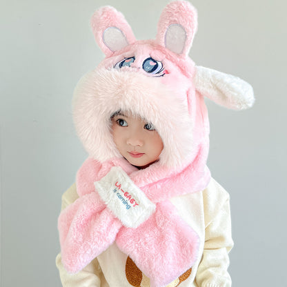 Children's warm plush hat scarf