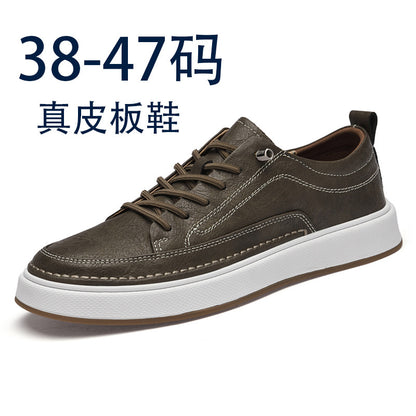 Men's autumn versatile white leather sneakers