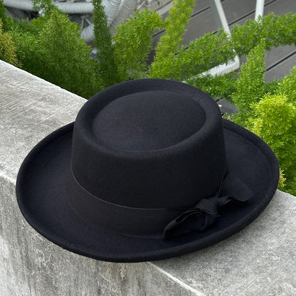 Tweed Rolled Flat Top Hat - Vintage British Style