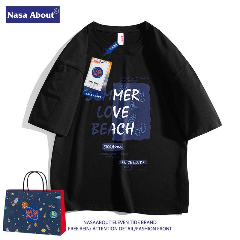 NASA co-branded, loose, short-sleeved cotton summer T-shirt