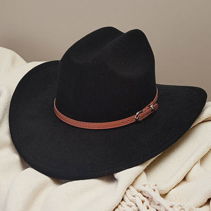 Western cowboy hat curved brim hat pebbled belt