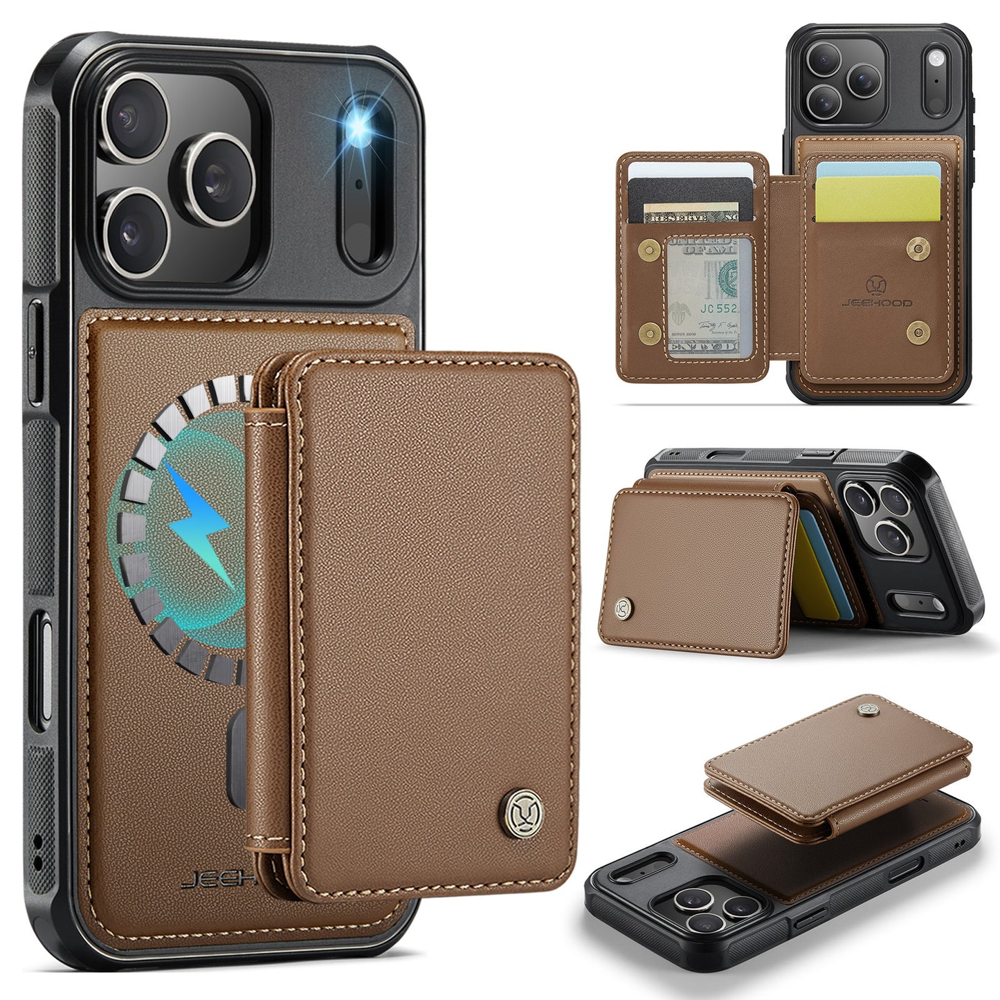 Mag Leather 2-in-1 Series  Magnetic Card & Wireless Charging Case for iPhone