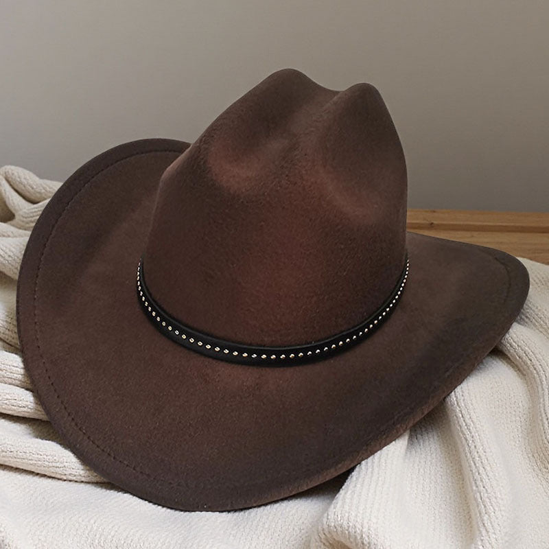 Western cowboy hat curved brim hat pebbled belt