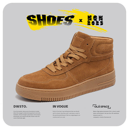 British style high-top fleece-lined Martin boots for men