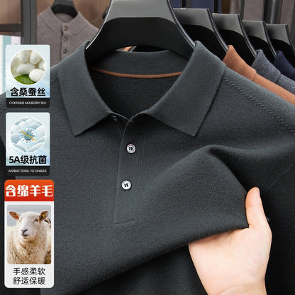 100% Wool Thickened Lapel Sweater for Men