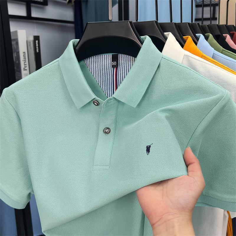 Premium Cotton Polo Shirt  Breathable Business Casual Short Sleeve Tee