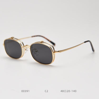 Metal Flap Polarized trendy Sunglasses