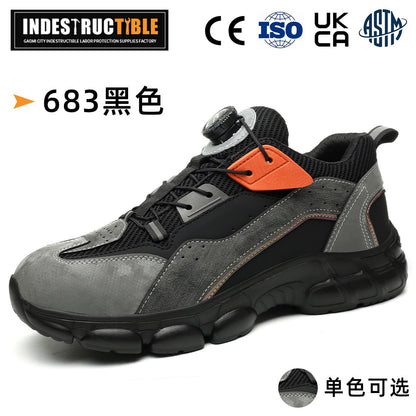 Steel-toe work boots, Kevlar sole, button close