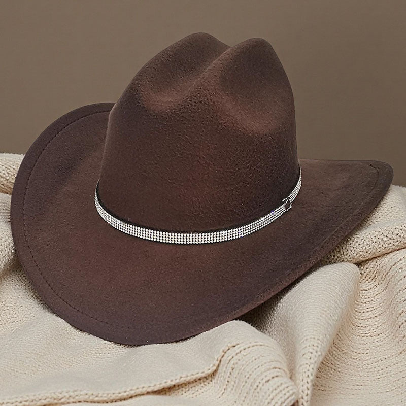 Western cowboy hat curved brim hat pebbled belt