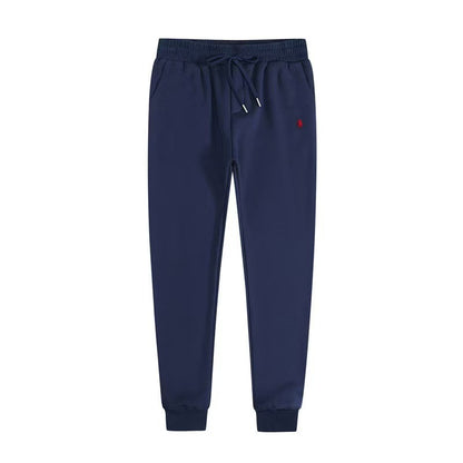 Men's fleece-lined, long-sleeve polo sweatshirt. Pony embroidery