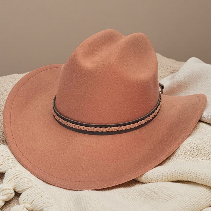 Western cowboy hat curved brim hat pebbled belt