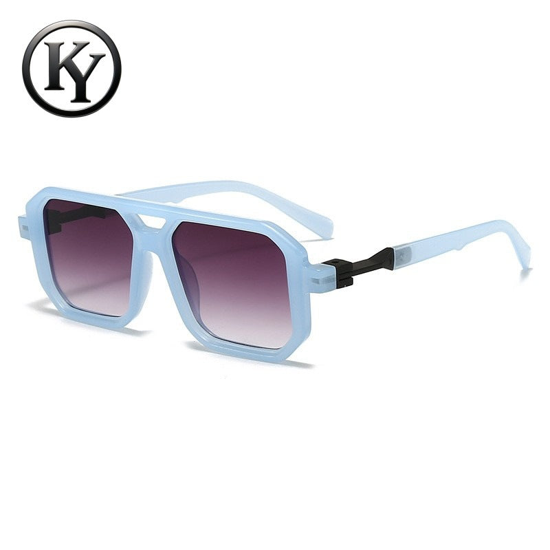 Retro Double-Bridge Square Sunglasses