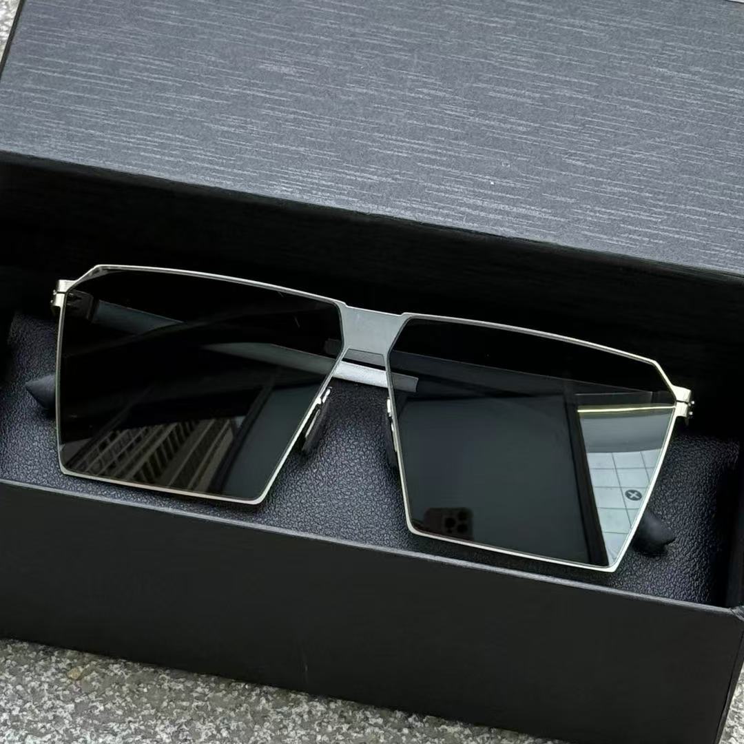 Men's square sunglasses: thin, screwless, spring-leg design for fashion, driving, photography.