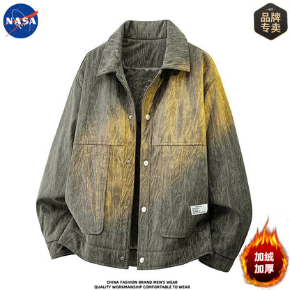 NASA Premium Tie-Dye Corduroy Casual Lapel Jacket