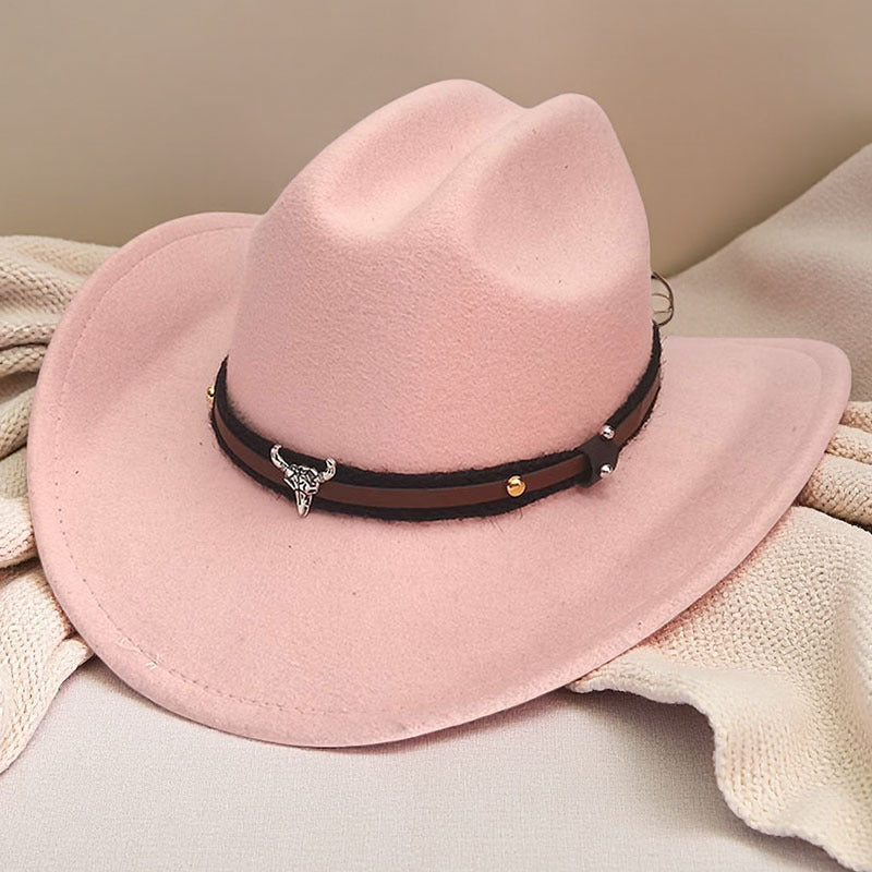Western cowboy hat curved brim hat pebbled belt