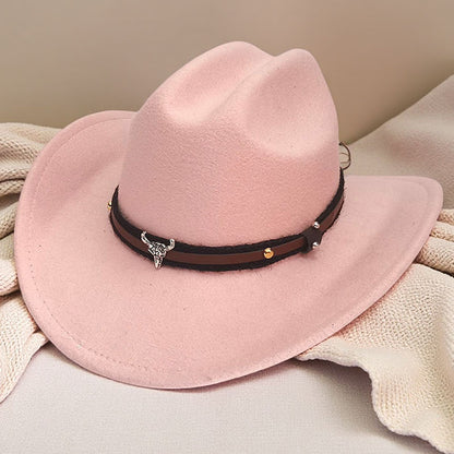 Western cowboy hat curved brim hat pebbled belt